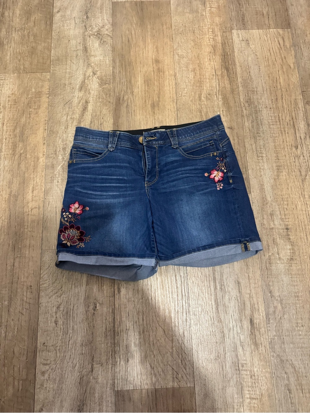 Embroidered Dark Blue Denim Women's Shorts Sz 14